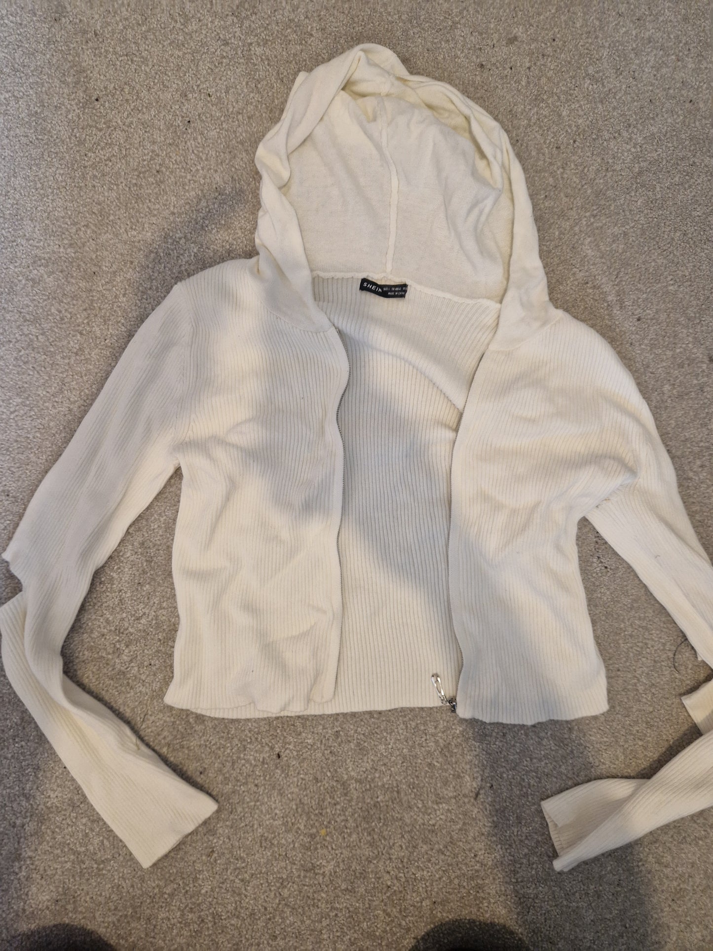 White zip up hoodie - 12/14 Large