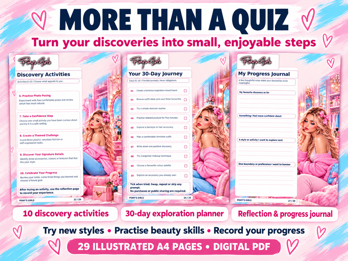 Sissy Personality Quiz PDF: 50 Questions, Illustrated Crossdressing and Feminisation Workbook