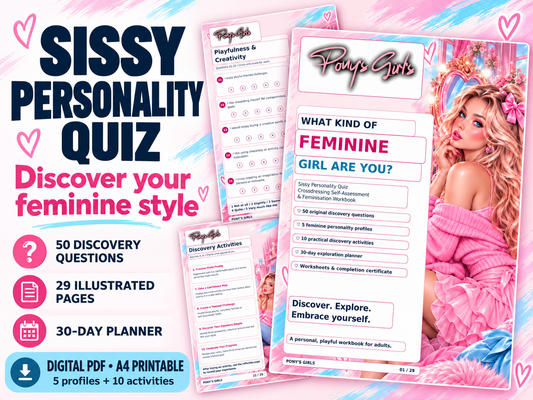 Sissy Personality Quiz PDF: 50 Questions, Illustrated Crossdressing and Feminisation Workbook