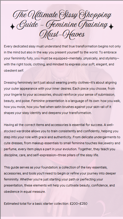 Ultimate Sissy Shopping Guide | 200+ Feminization Must-Have Items | Beauty, Clothing, Accessories & Self-Care Checklist
